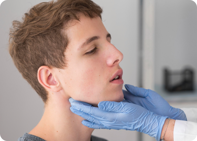 Smiling young patient going through orthodontic treatment and jaw surgery for facial alignment correction