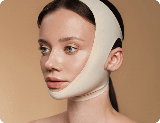 Side profile of a woman preparing for jaw surgery as part of orthodontic care